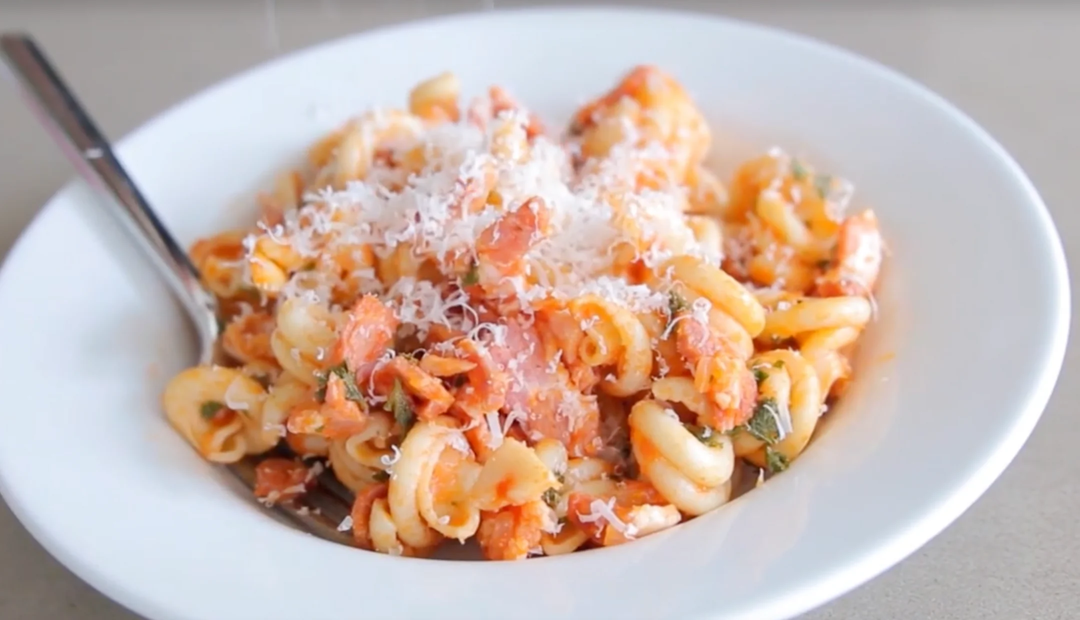 Torchio with Bacon, Onion, Garlic